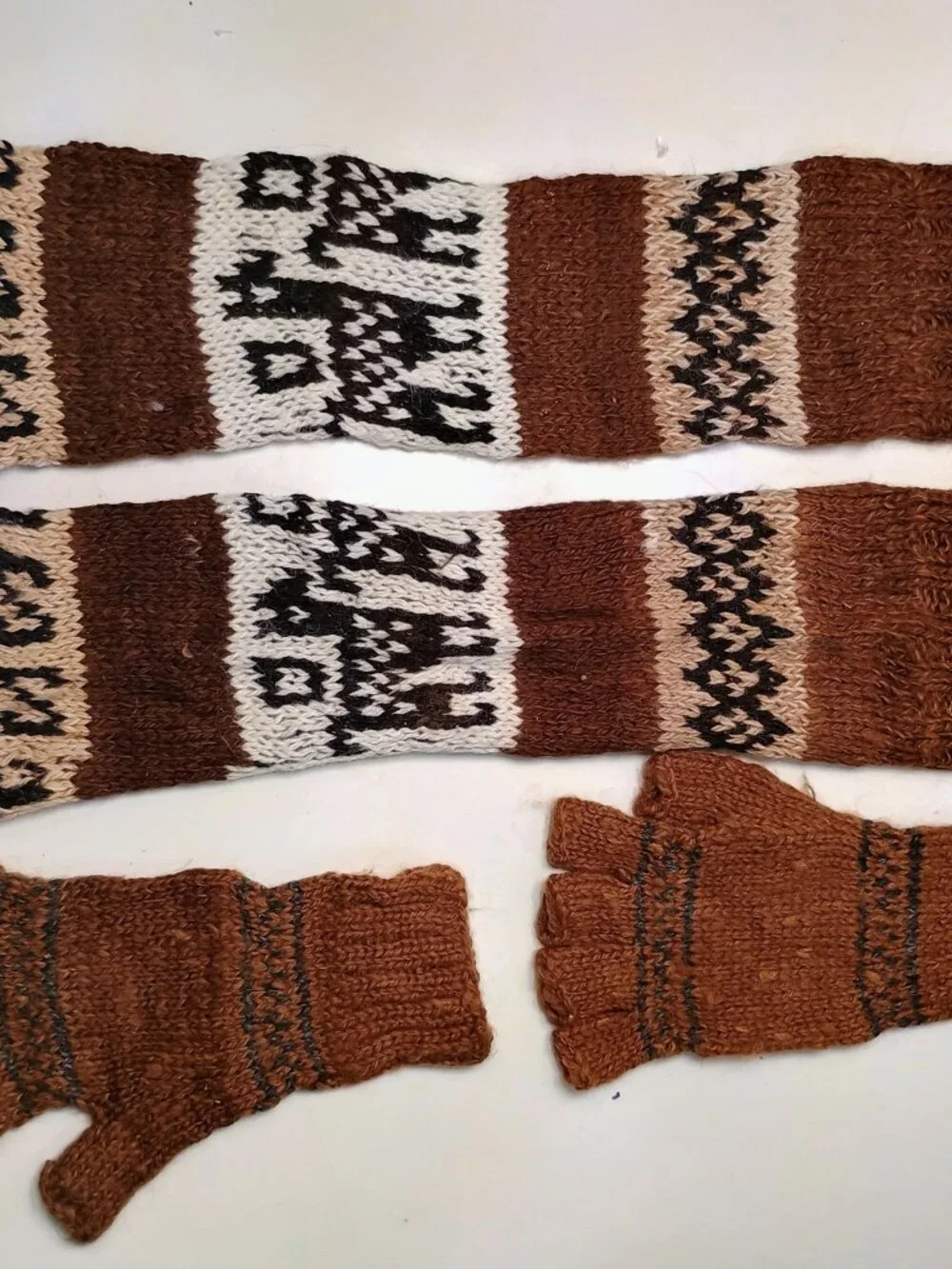 Winter Set Knitted Hand Warmers Leg Warmers Warm Wool Gloves